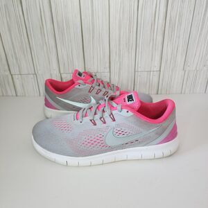 Girl's Gray and Pink Nike Free RN Running Shoes 833993-001 Size 6.5y
